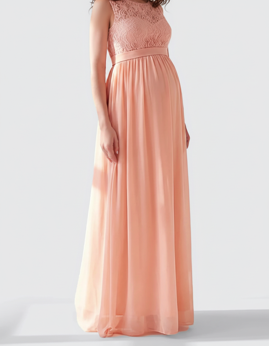 Bump Society – The Comfort Collection: Lace Bodice Elegant Maternity Maxi Dress-Bump Society