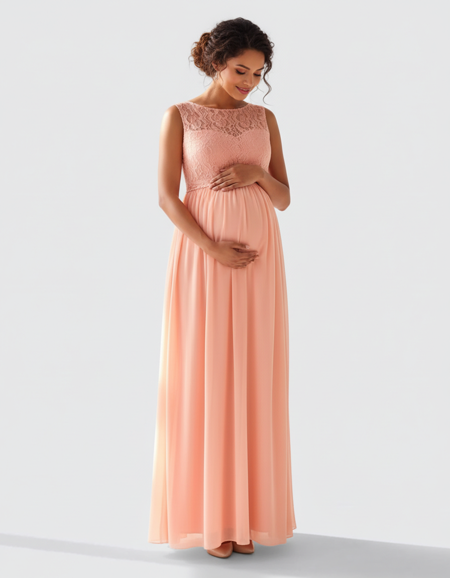Bump Society – The Comfort Collection: Lace Bodice Elegant Maternity Maxi Dress-Bump Society