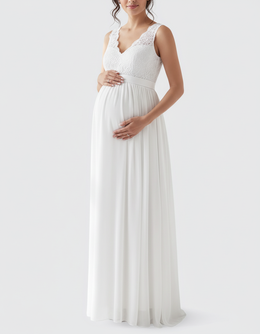 Bump Society – The Comfort Collection: Lace Bodice Elegant Maternity Maxi Dress-Bump Society