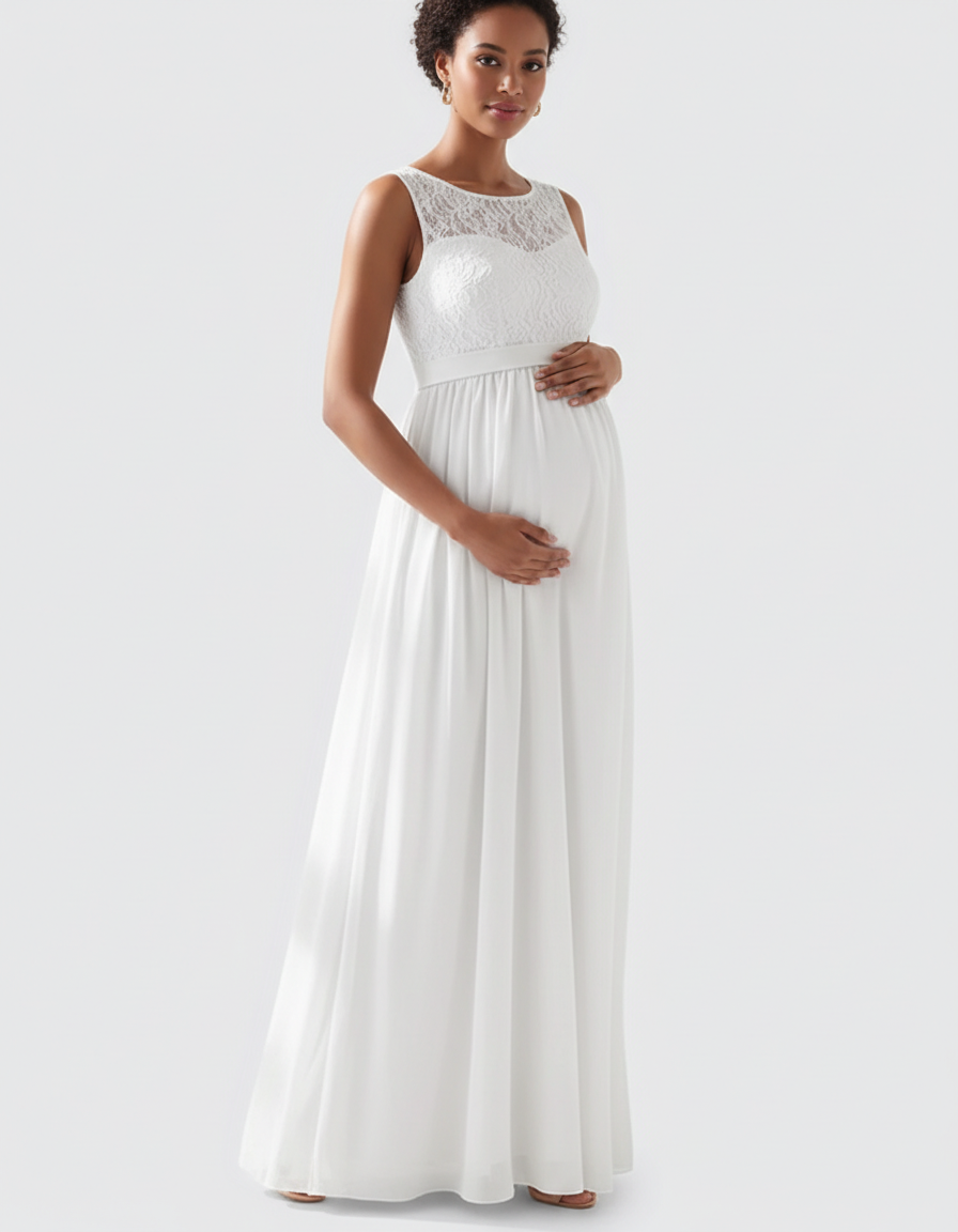 Bump Society – The Comfort Collection: Lace Bodice Elegant Maternity Maxi Dress-Bump Society