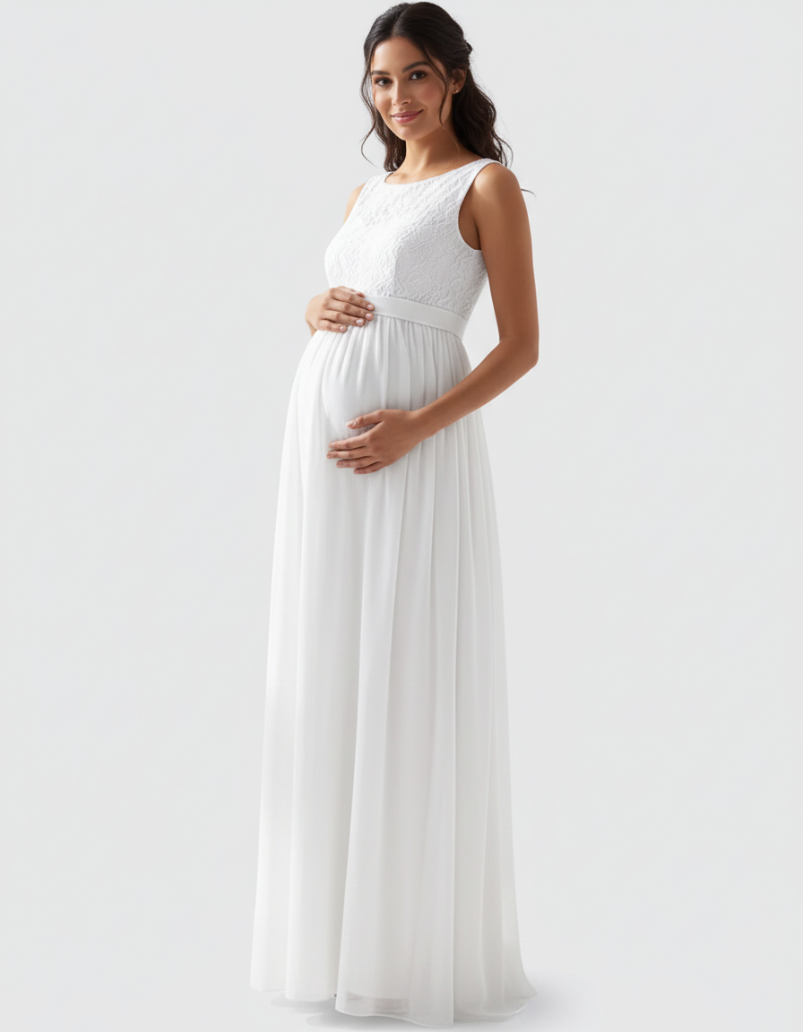 Bump Society – The Comfort Collection: Lace Bodice Elegant Maternity Maxi Dress-Bump Society