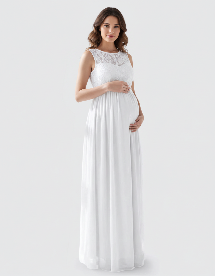 Bump Society – The Comfort Collection: Lace Bodice Elegant Maternity Maxi Dress-Bump Society