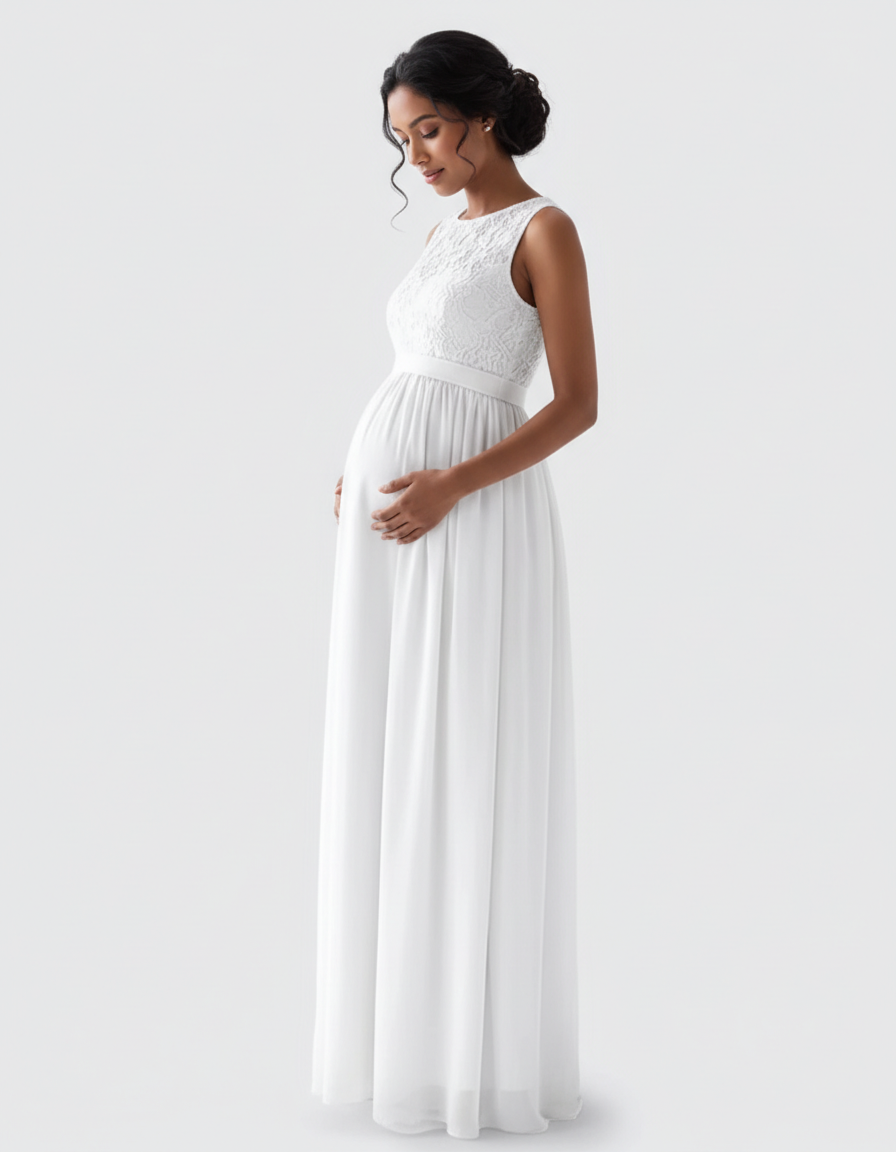 Bump Society – The Comfort Collection: Lace Bodice Elegant Maternity Maxi Dress-Bump Society