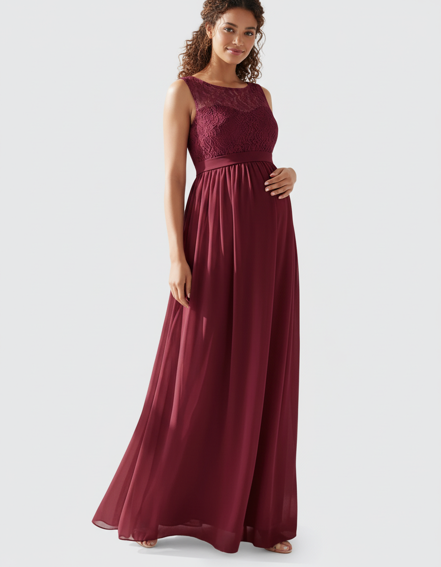 Bump Society – The Comfort Collection: Lace Bodice Elegant Maternity Maxi Dress-Bump Society