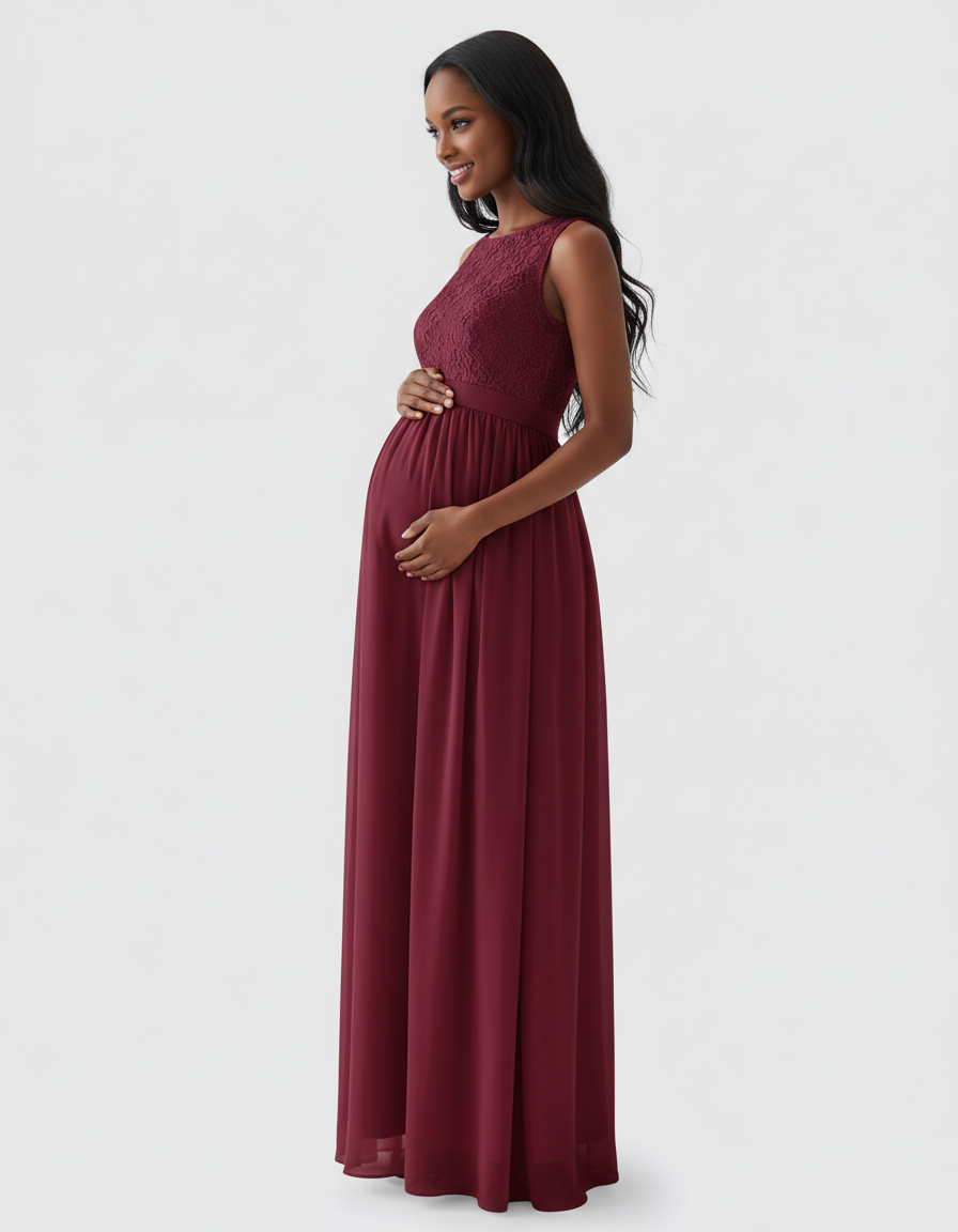 Bump Society – The Comfort Collection: Lace Bodice Elegant Maternity Maxi Dress-Bump Society