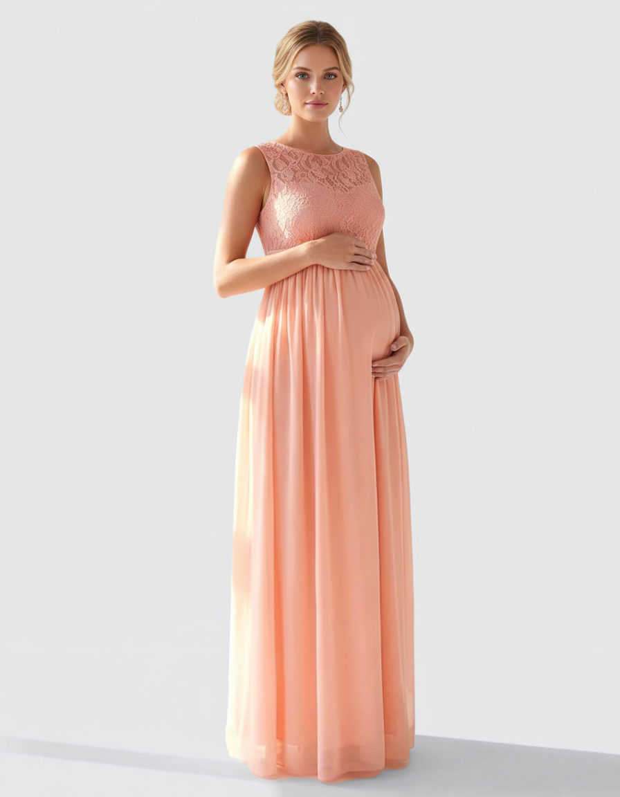 Bump Society – The Comfort Collection: Lace Bodice Elegant Maternity Maxi Dress-Bump Society
