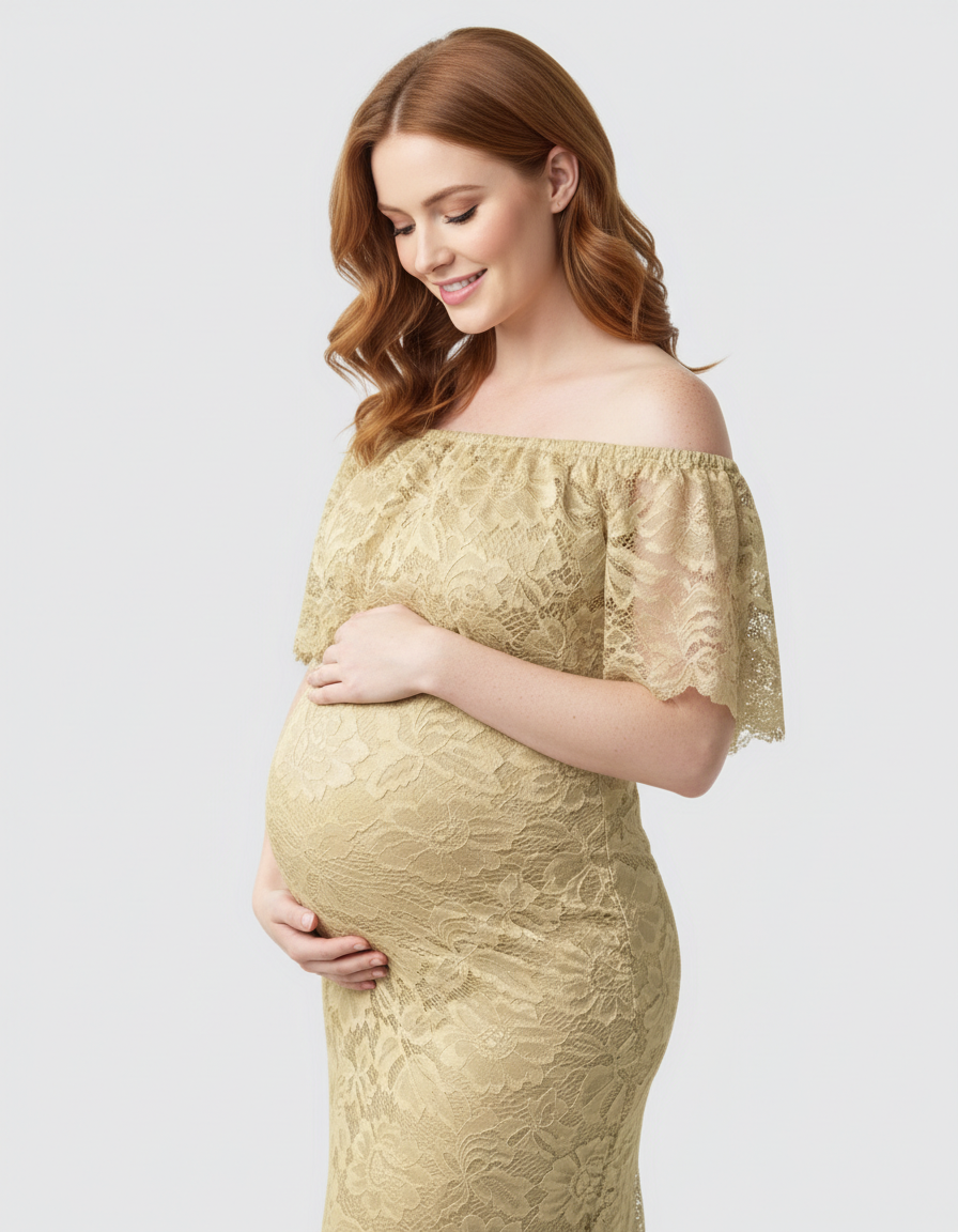 Bump Society – The Comfort Collection: Lace Fitted Mermaid Maternity Gown-Bump Society