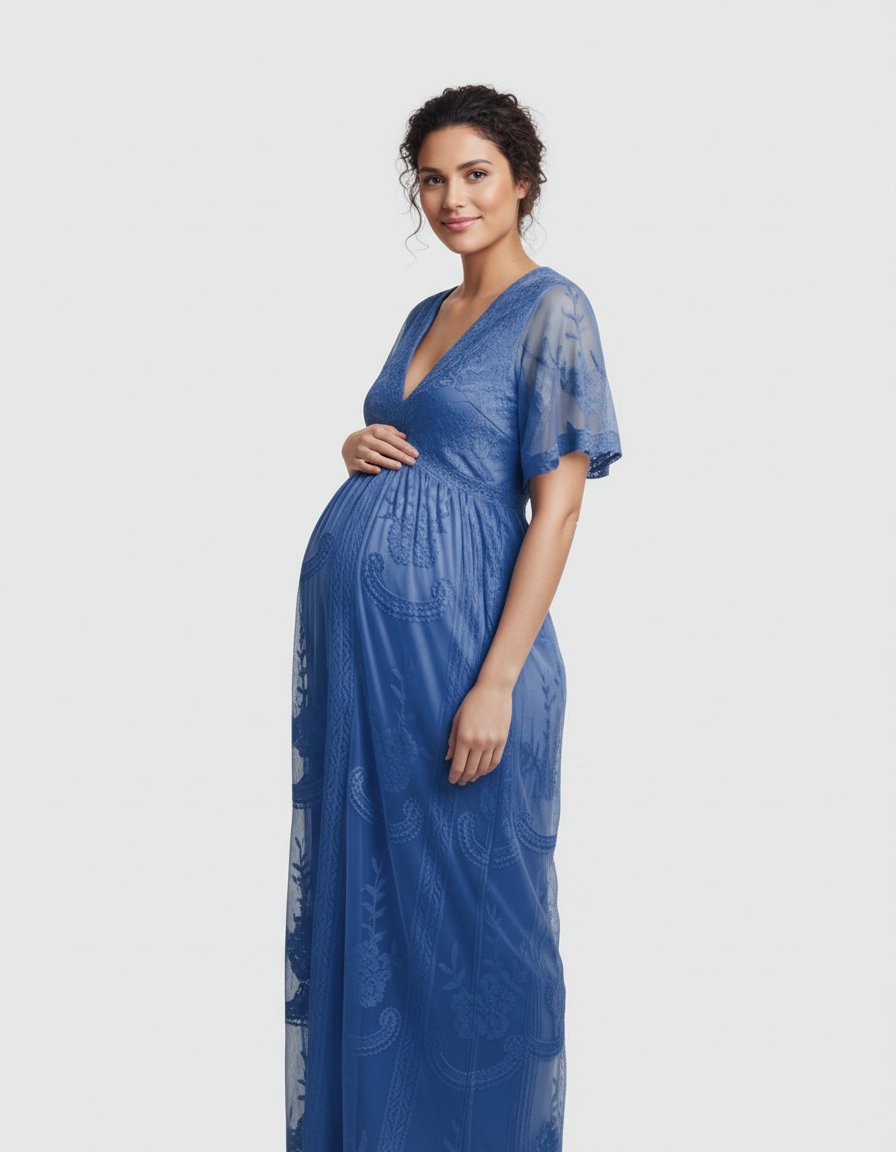 Bump Society – The Comfort Collection: Lace Overlay Boho Maternity Maxi Dress-Bump Society