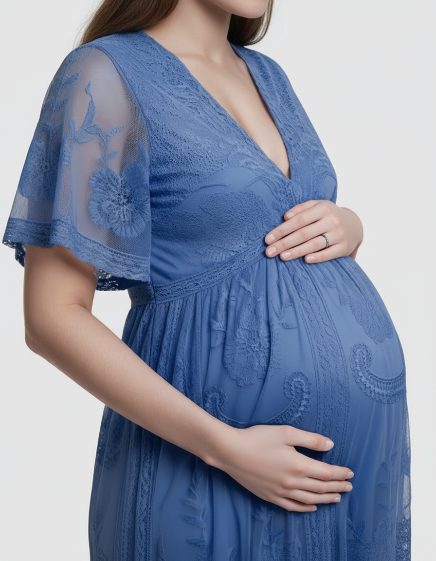 Bump Society – The Comfort Collection: Lace Overlay Boho Maternity Maxi Dress-Bump Society