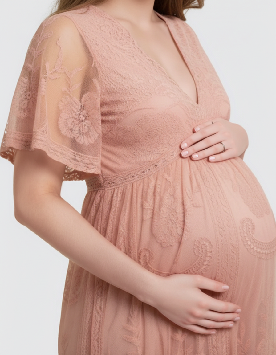 Bump Society – The Comfort Collection: Lace Overlay Boho Maternity Maxi Dress-Bump Society