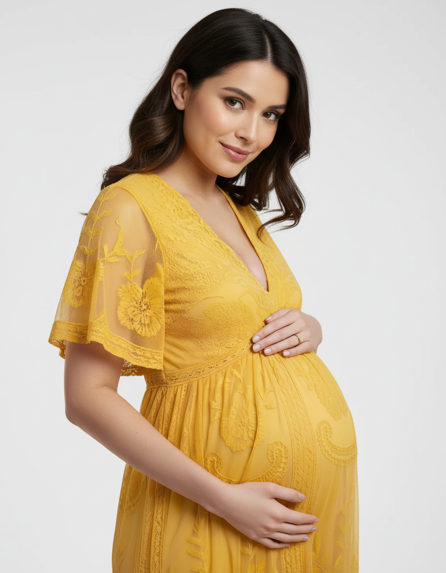 Bump Society – The Comfort Collection: Lace Overlay Boho Maternity Maxi Dress-Bump Society
