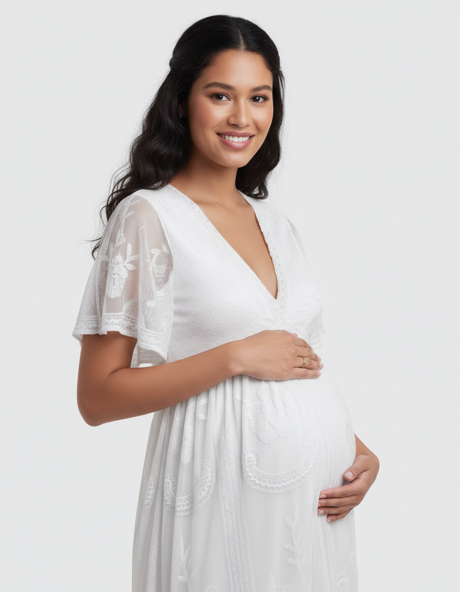 Bump Society – The Comfort Collection: Lace Overlay Boho Maternity Maxi Dress-Bump Society