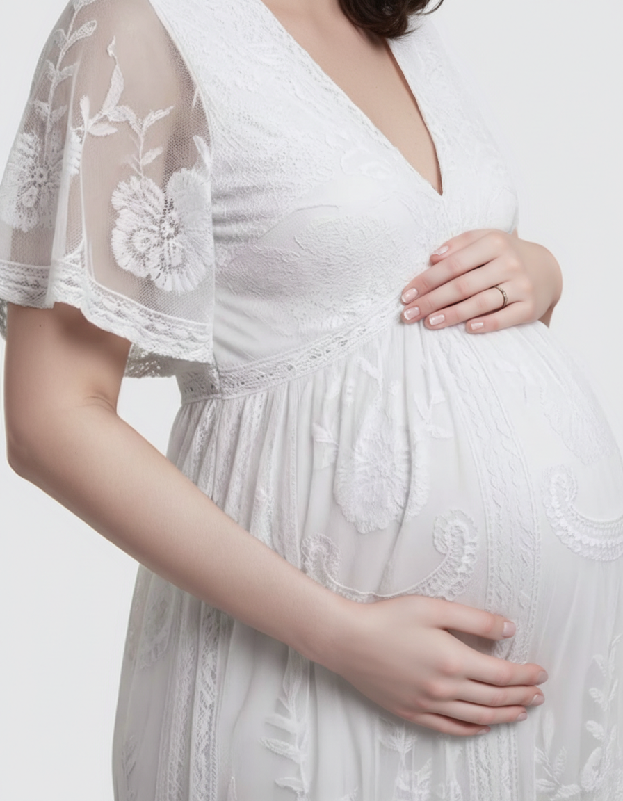 Bump Society – The Comfort Collection: Lace Overlay Boho Maternity Maxi Dress-Bump Society