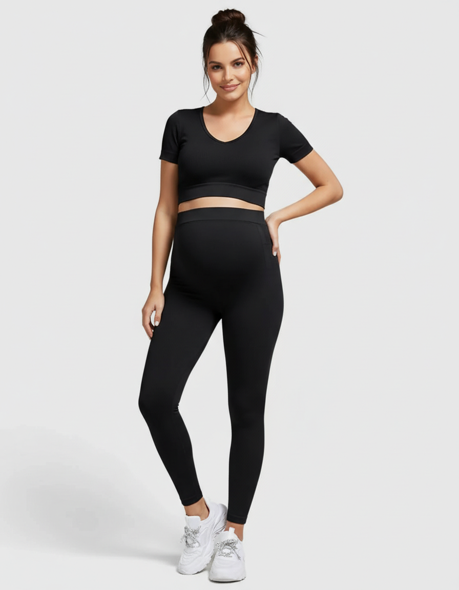 Bump Society – The Comfort Collection: Nylon Stretch Comfort Fit Maternity Activewear Set-Bump Society