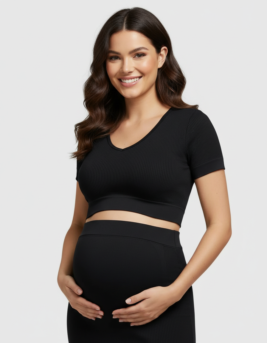 Bump Society – The Comfort Collection: Nylon Stretch Comfort Fit Maternity Activewear Set-Bump Society