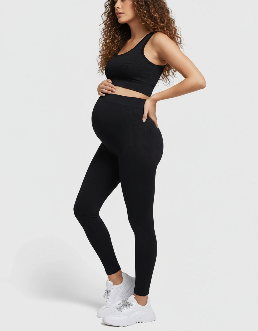 Bump Society – The Comfort Collection: Nylon Stretch Comfort Fit Maternity Activewear Set-Bump Society