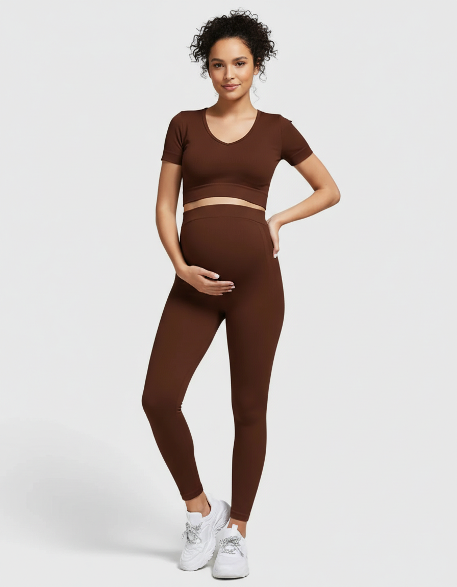 Bump Society – The Comfort Collection: Nylon Stretch Comfort Fit Maternity Activewear Set-Bump Society