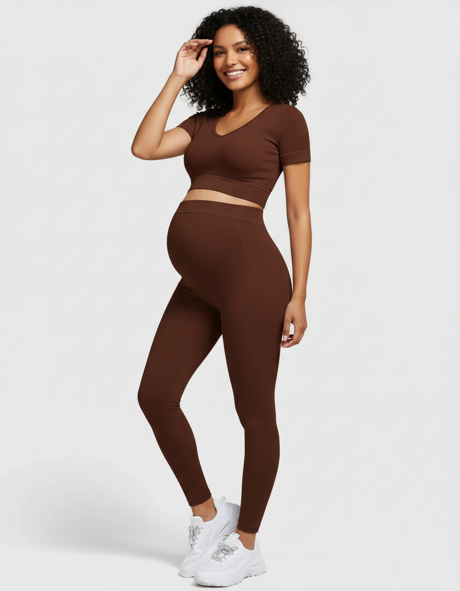 Bump Society – The Comfort Collection: Nylon Stretch Comfort Fit Maternity Activewear Set-Bump Society
