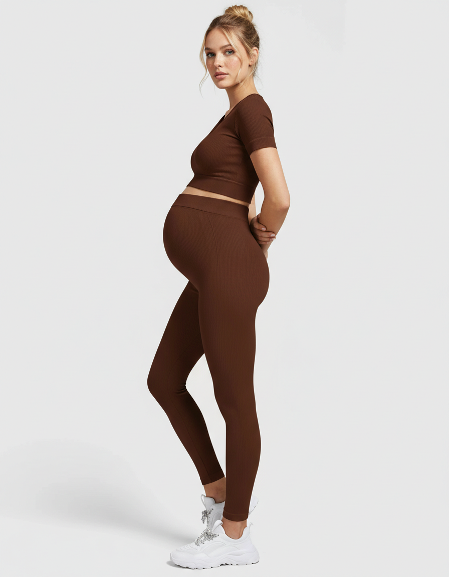 Bump Society – The Comfort Collection: Nylon Stretch Comfort Fit Maternity Activewear Set-Bump Society