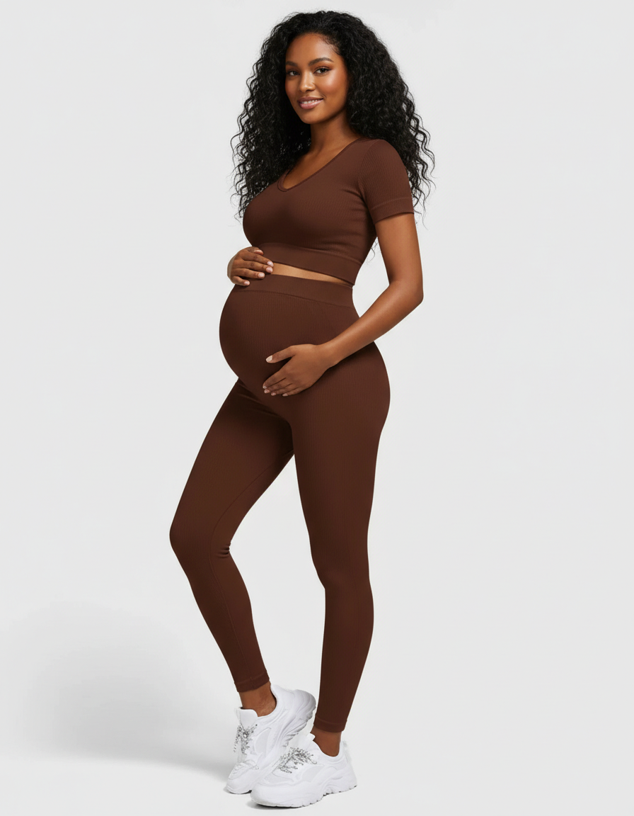 Bump Society – The Comfort Collection: Nylon Stretch Comfort Fit Maternity Activewear Set-Bump Society