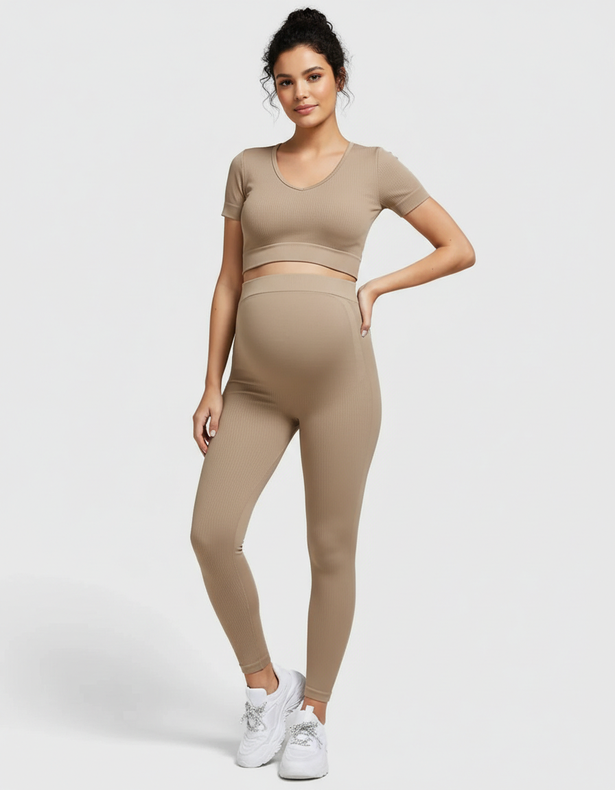 Bump Society – The Comfort Collection: Nylon Stretch Comfort Fit Maternity Activewear Set-Bump Society