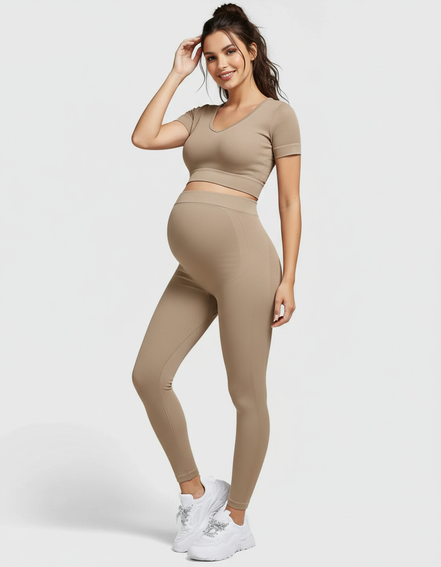 Bump Society – The Comfort Collection: Nylon Stretch Comfort Fit Maternity Activewear Set-Bump Society