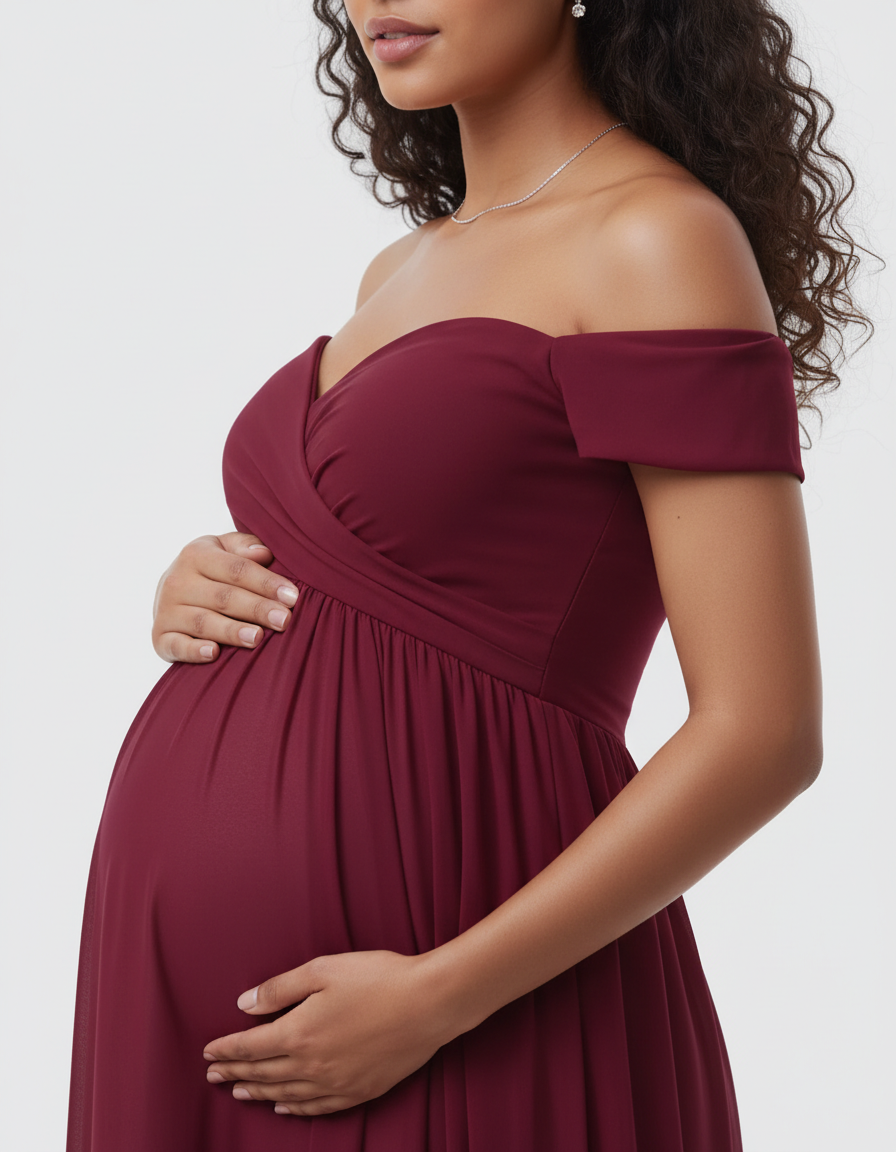 Bump Society – The Comfort Collection: Off-Shoulder Dreamy Maternity Photography Gown-Bump Society