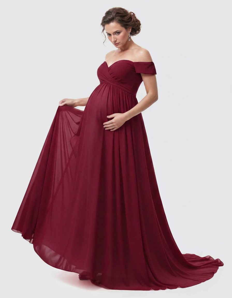 Bump Society – The Comfort Collection: Off-Shoulder Dreamy Maternity Photography Gown-Bump Society