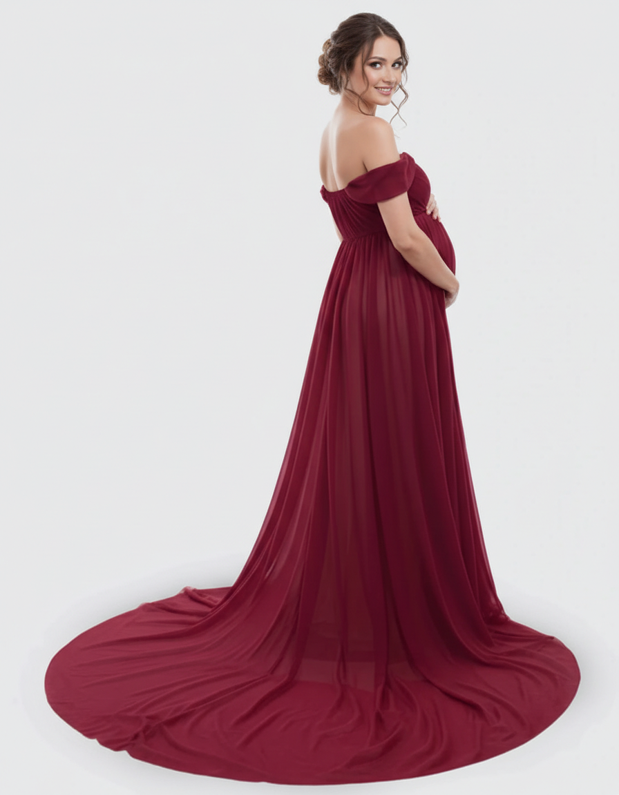 Bump Society – The Comfort Collection: Off-Shoulder Dreamy Maternity Photography Gown-Bump Society