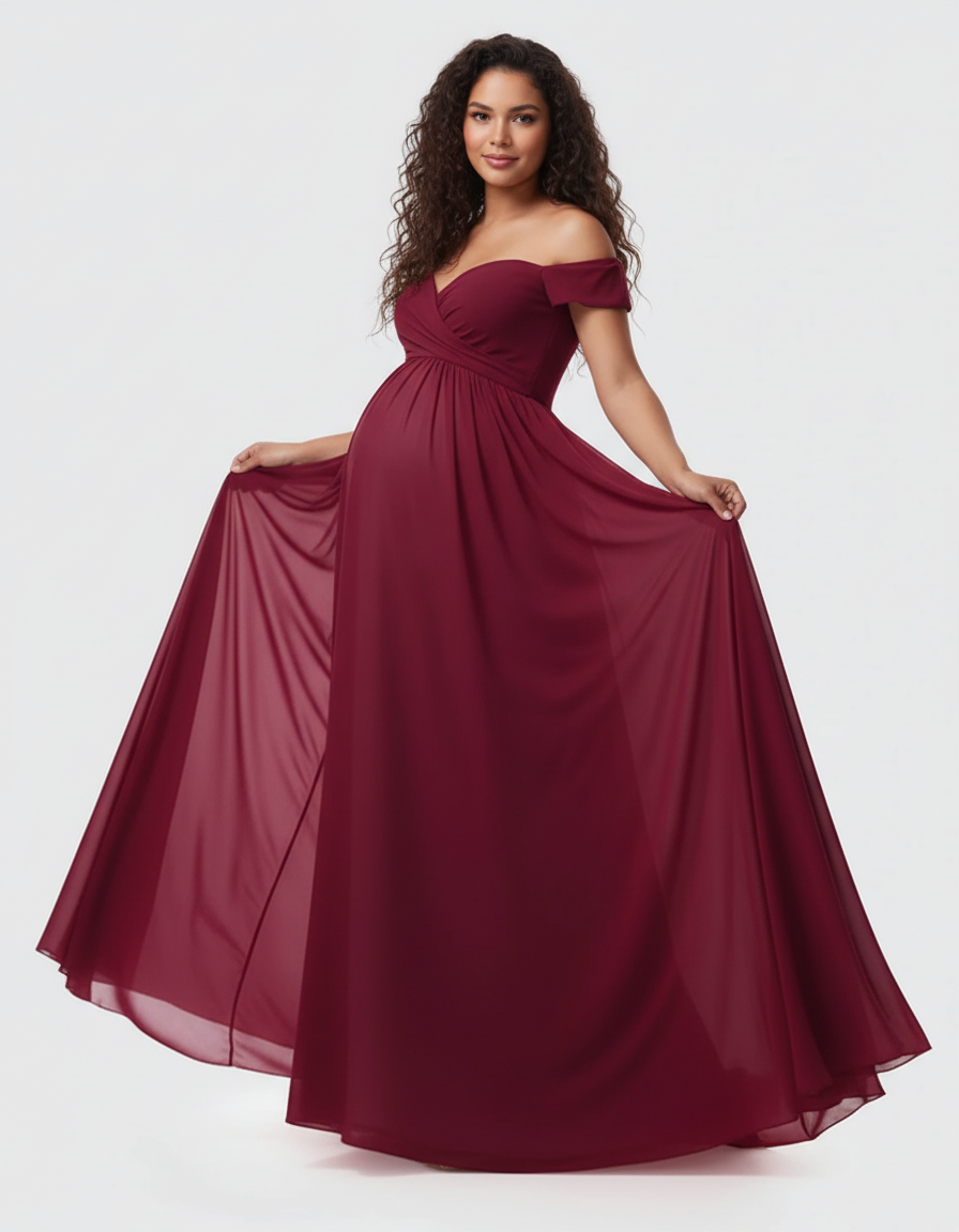 Bump Society – The Comfort Collection: Off-Shoulder Dreamy Maternity Photography Gown-Bump Society