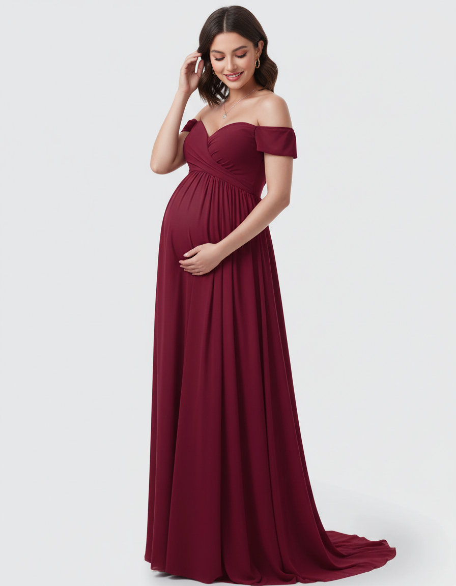 Bump Society – The Comfort Collection: Off-Shoulder Dreamy Maternity Photography Gown-Bump Society