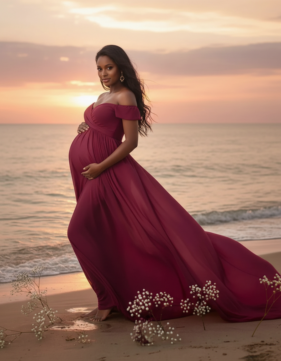 Bump Society – The Comfort Collection: Off-Shoulder Dreamy Maternity Photography Gown-Bump Society