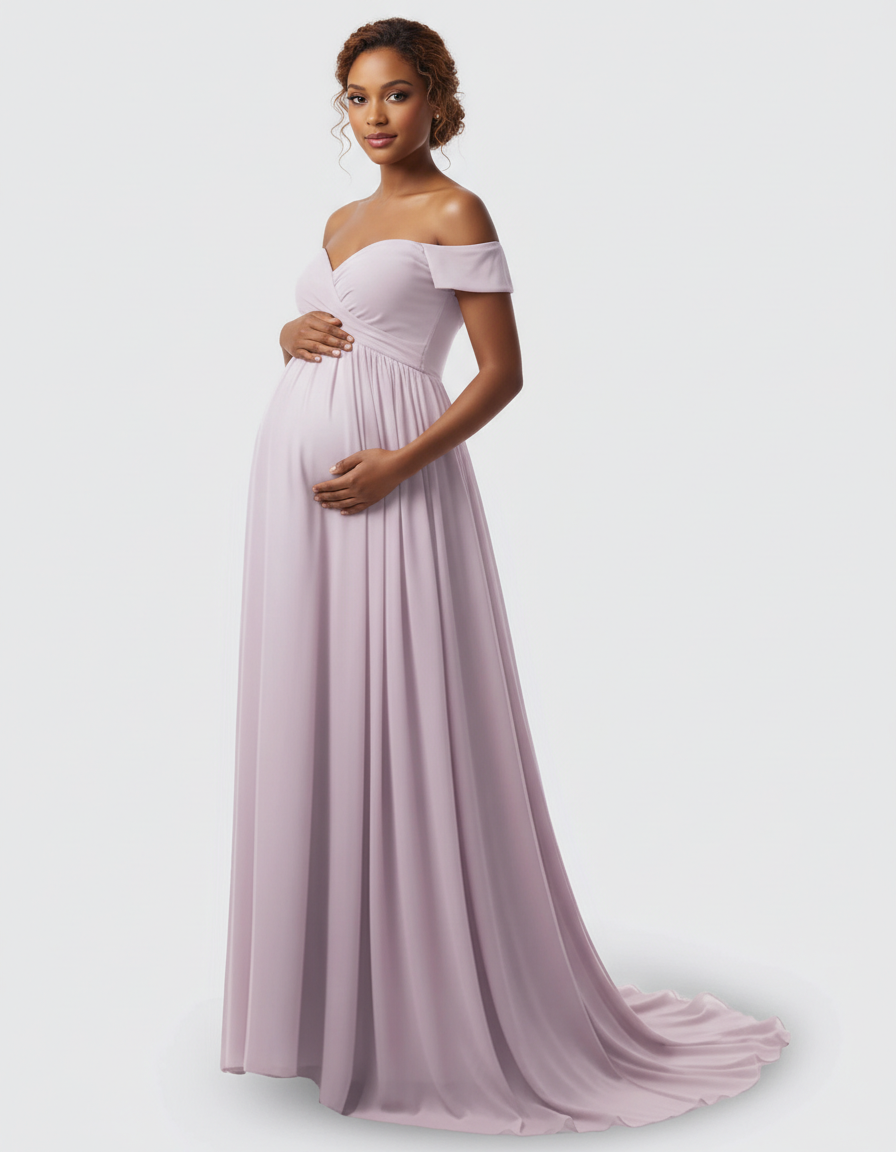 Bump Society – The Comfort Collection: Off-Shoulder Dreamy Maternity Photography Gown-Bump Society