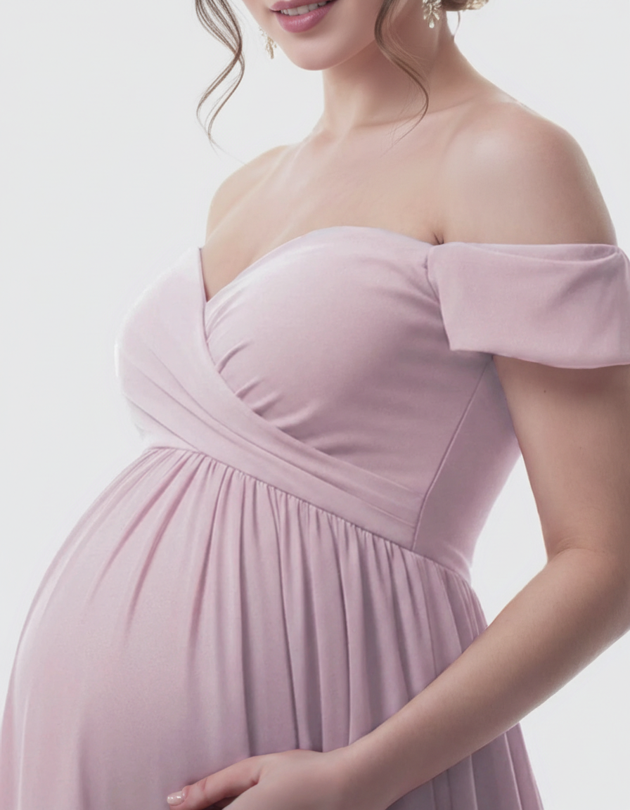 Bump Society – The Comfort Collection: Off-Shoulder Dreamy Maternity Photography Gown-Bump Society
