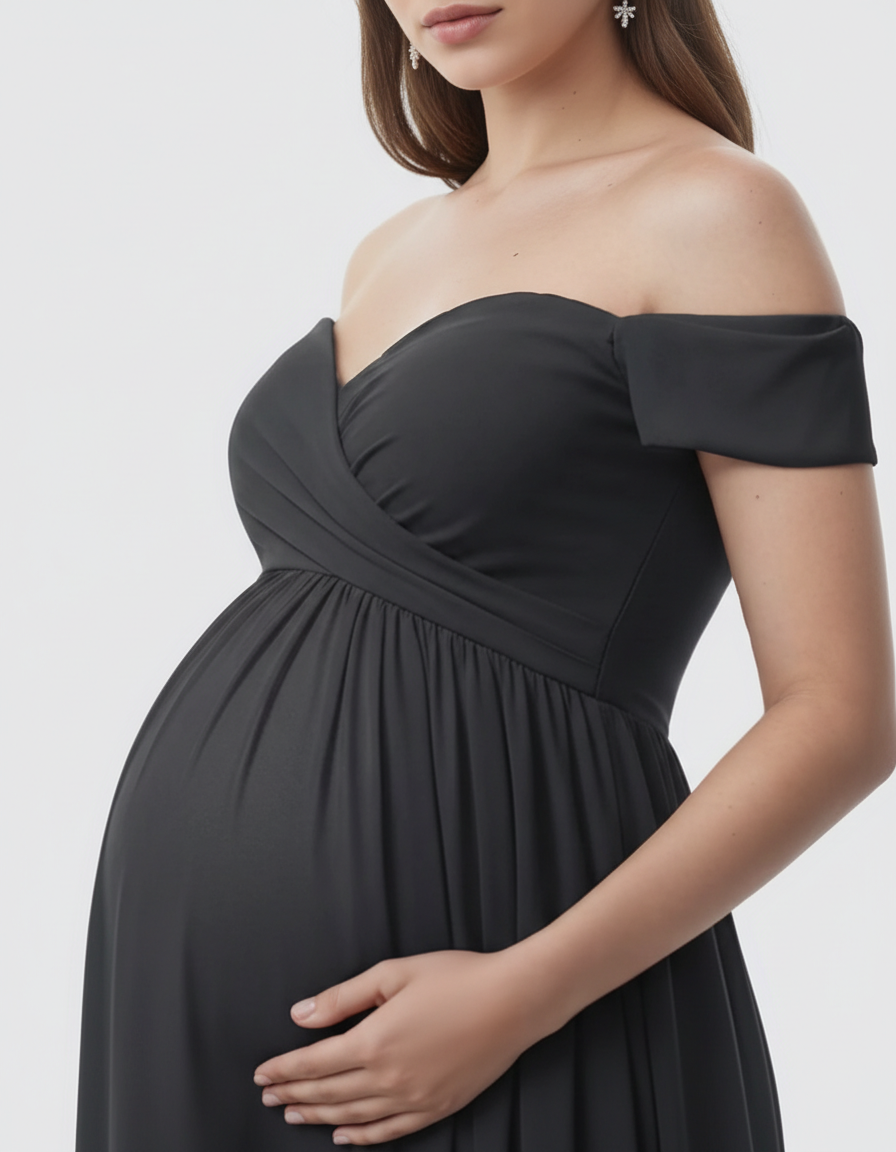 Bump Society – The Comfort Collection: Off-Shoulder Dreamy Maternity Photography Gown-Bump Society