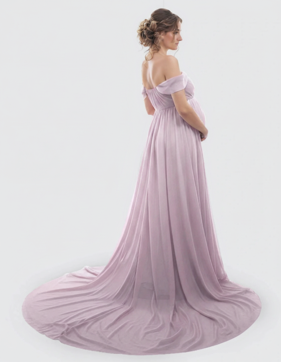 Bump Society – The Comfort Collection: Off-Shoulder Dreamy Maternity Photography Gown-Bump Society