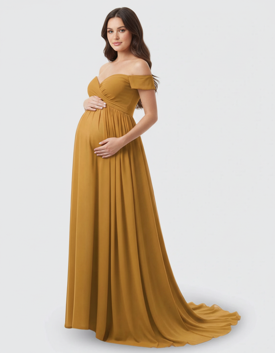 Bump Society – The Comfort Collection: Off-Shoulder Dreamy Maternity Photography Gown-Bump Society