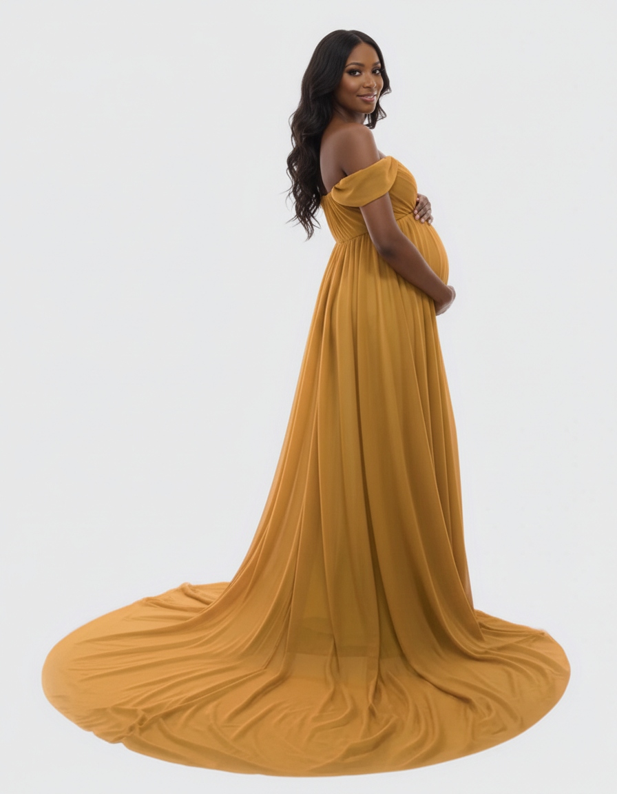 Bump Society – The Comfort Collection: Off-Shoulder Dreamy Maternity Photography Gown-Bump Society