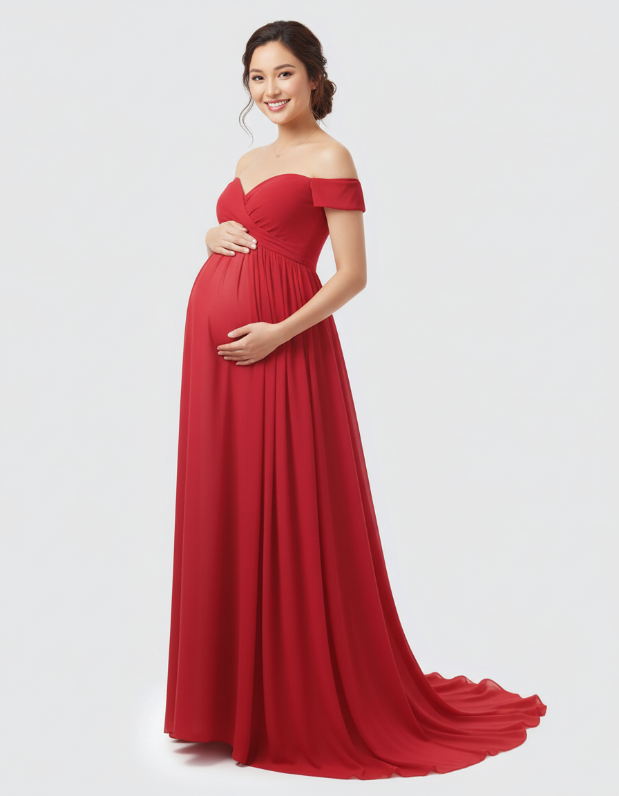 Bump Society – The Comfort Collection: Off-Shoulder Dreamy Maternity Photography Gown-Bump Society