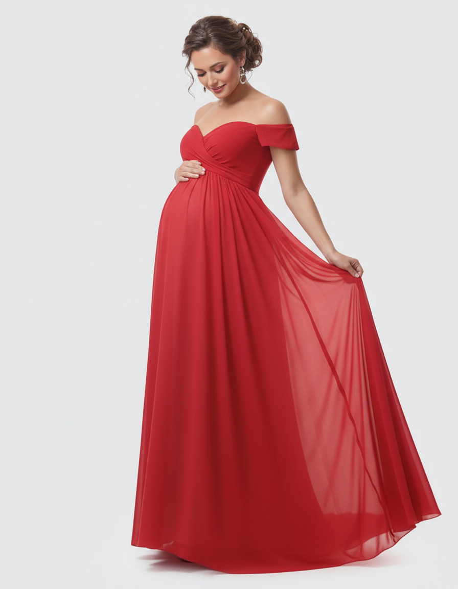 Bump Society – The Comfort Collection: Off-Shoulder Dreamy Maternity Photography Gown-Bump Society
