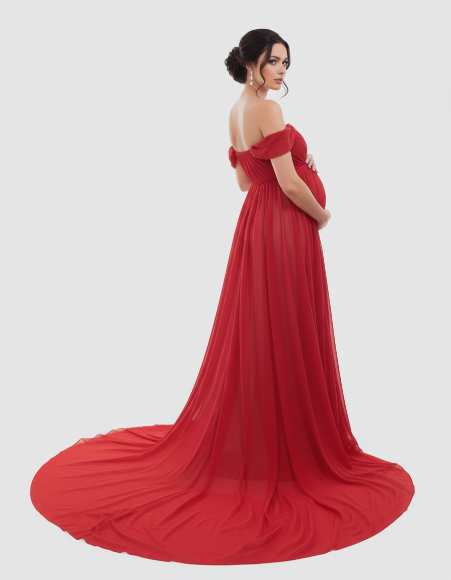Bump Society – The Comfort Collection: Off-Shoulder Dreamy Maternity Photography Gown-Bump Society