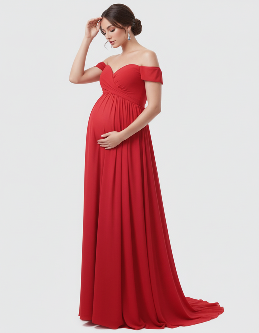 Bump Society – The Comfort Collection: Off-Shoulder Dreamy Maternity Photography Gown-Bump Society