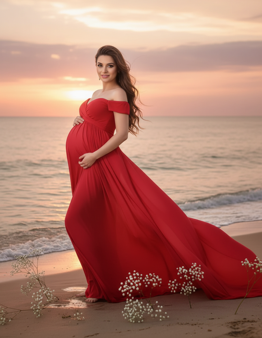 Bump Society – The Comfort Collection: Off-Shoulder Dreamy Maternity Photography Gown-Bump Society