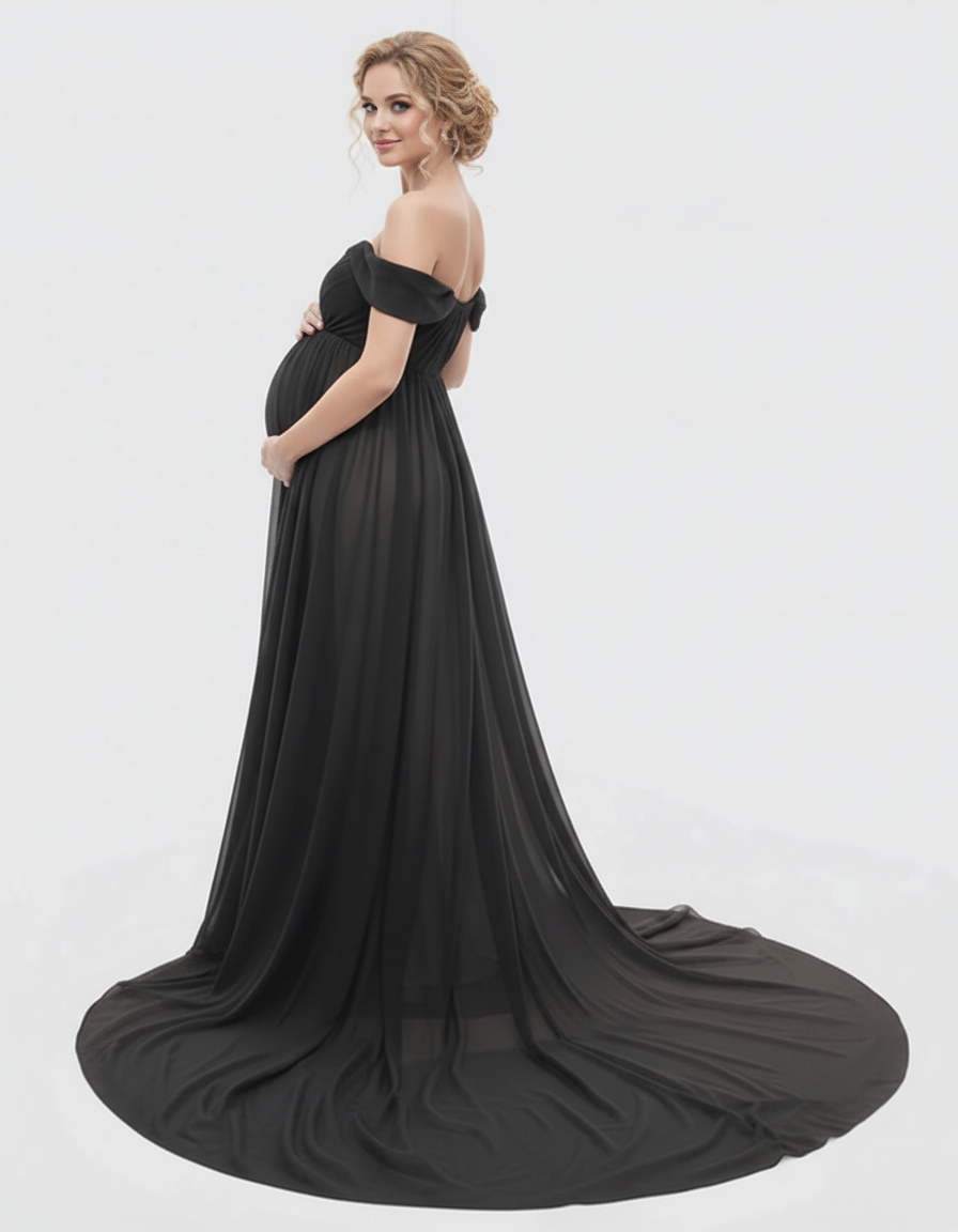 Bump Society – The Comfort Collection: Off-Shoulder Dreamy Maternity Photography Gown-Bump Society