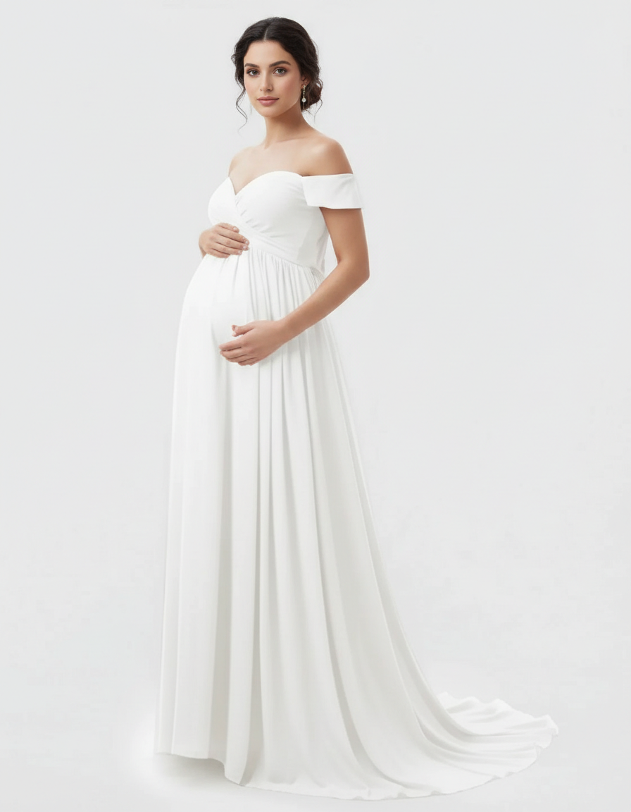Bump Society – The Comfort Collection: Off-Shoulder Dreamy Maternity Photography Gown-Bump Society