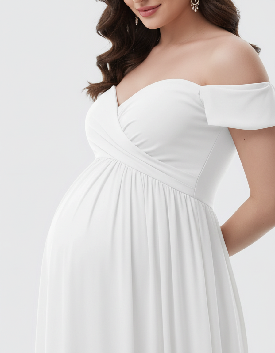 Bump Society – The Comfort Collection: Off-Shoulder Dreamy Maternity Photography Gown-Bump Society