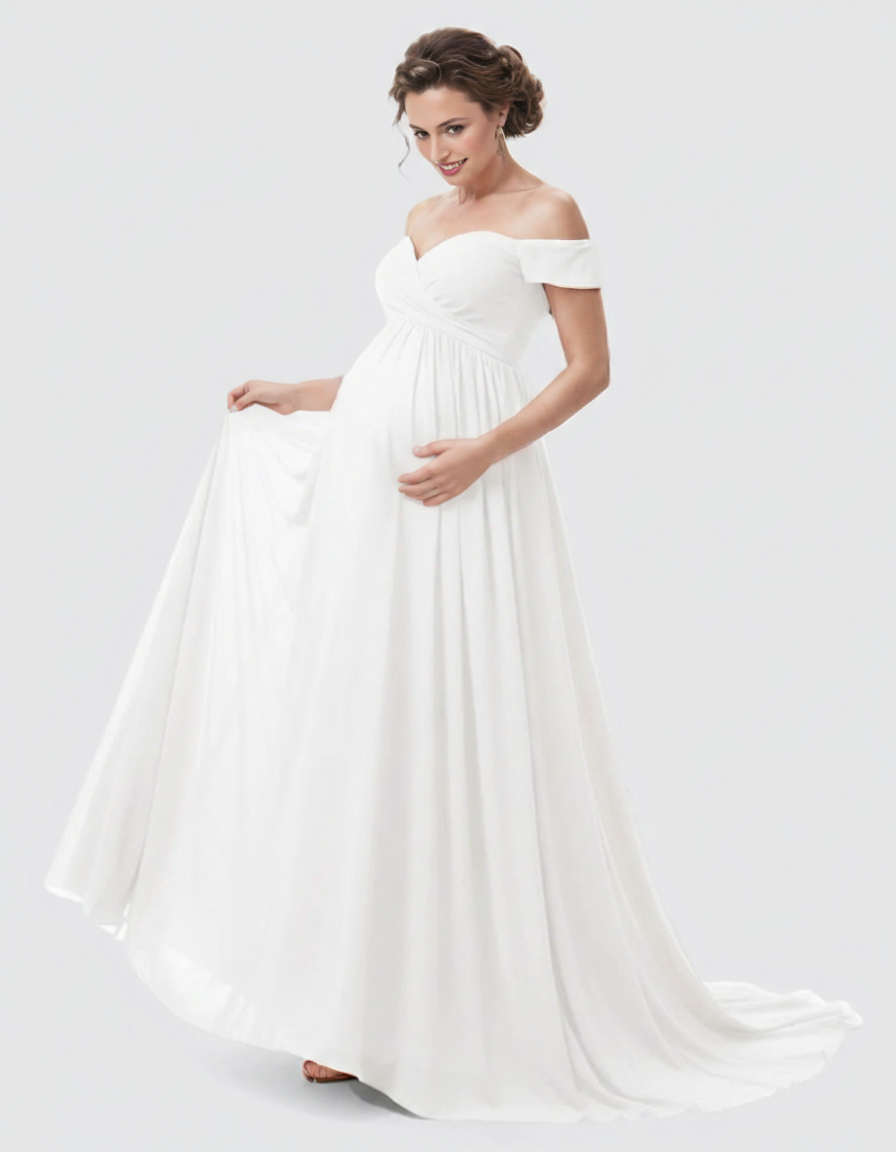 Bump Society – The Comfort Collection: Off-Shoulder Dreamy Maternity Photography Gown-Bump Society