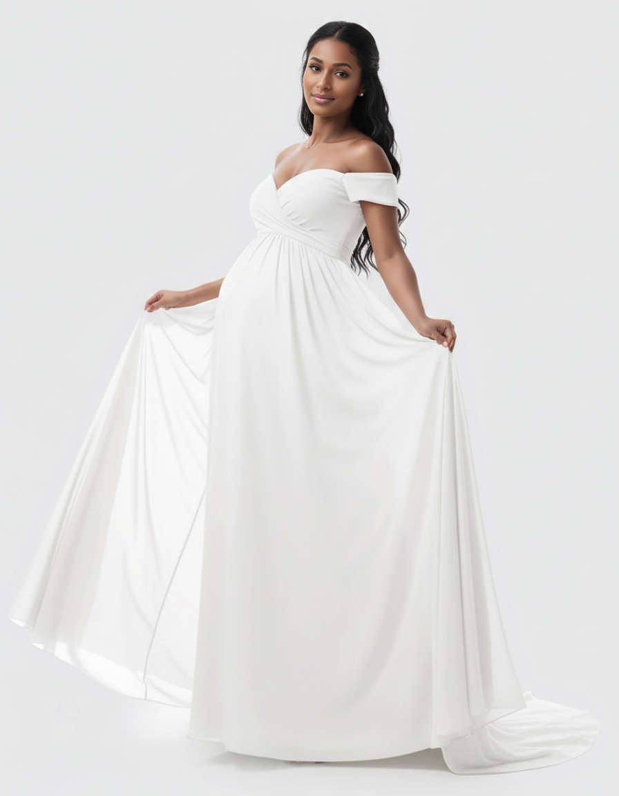 Bump Society – The Comfort Collection: Off-Shoulder Dreamy Maternity Photography Gown-Bump Society