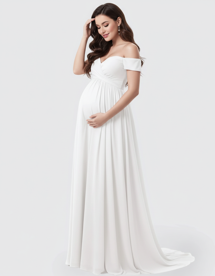 Bump Society – The Comfort Collection: Off-Shoulder Dreamy Maternity Photography Gown-Bump Society