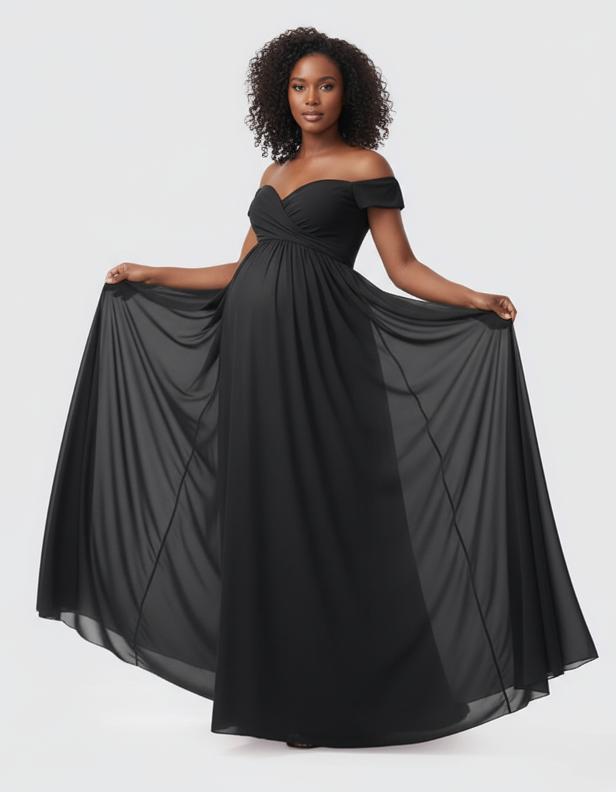 Bump Society – The Comfort Collection: Off-Shoulder Dreamy Maternity Photography Gown-Bump Society